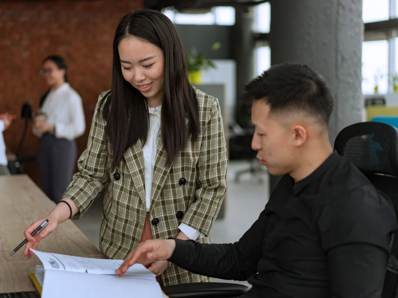 Coach with Company Employee Coach guiding company employee